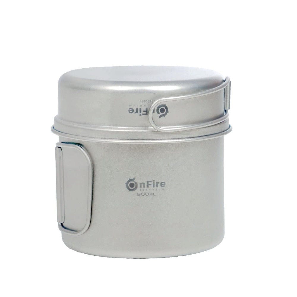 OnFire Ultraleichtes Titan-Topf-Pfanne Kochgeschirr 900+350ml