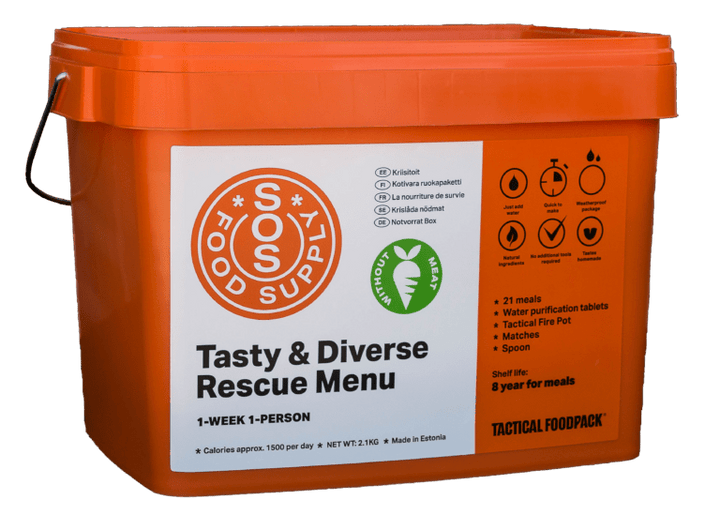 SOS Notvorratsbox ohne Fleisch für 1 Woche - 1 Person | Tactical Foodpack
