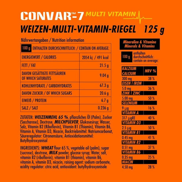 CONVAR-7 High Energy Bar - Weizenriegel Multi Vitamin  125g | CONVAR