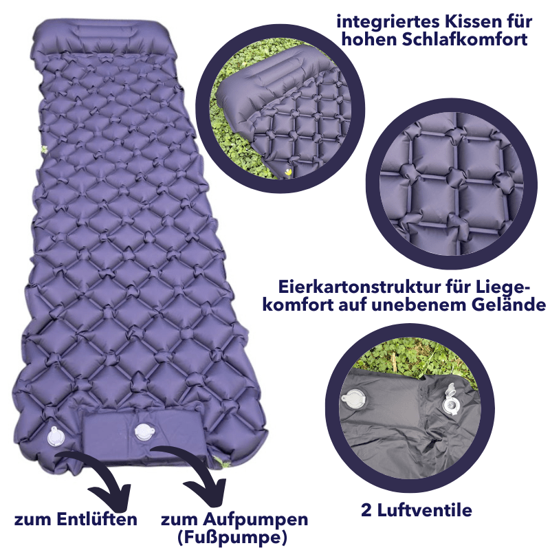OnFire aufblasbare komfortable Isomatte mit Fußpumpe