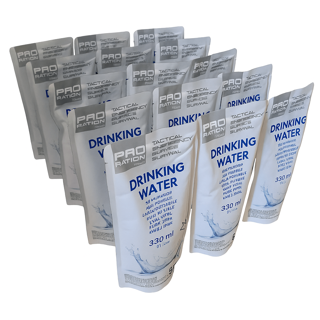 EMERGENCY WATER PACKAGE | Inhalt 15 x 330ml Trinkwasserrationen