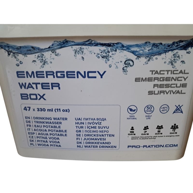 Water Ration Box PRO RATION EMERGENCY WATER BOX | Inhalt 47 x 330ml | OnFire Shop