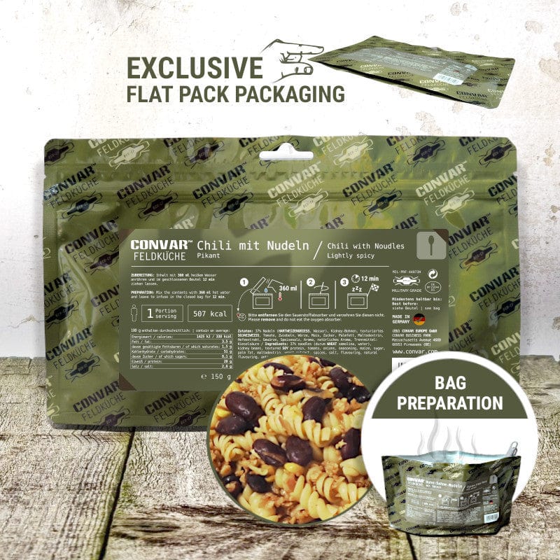 Feldküche Feldküche Chili mit Nudeln (1 Portion) 150g