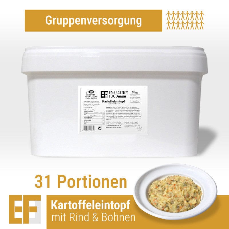 CONVAR EF MEALS Deftiger Kartoffeltopf mit Rind und Bohnen (5kg / 31 Portionen)