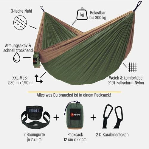 hamaka hängematte OnFire XXL-Outdoor-Hängematte für Biwak, Camping