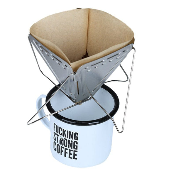 Outdoor Edelstahl Kaffeefilteraufsatz klappbar inklusive 40 Filtertüten DEAL | OnFire Shop