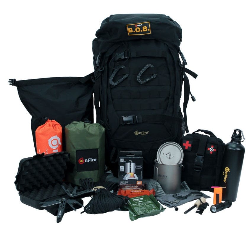 OnFire Bug Out Bag Notfallrucksack in schwarz mit Premium Ausrüstung
