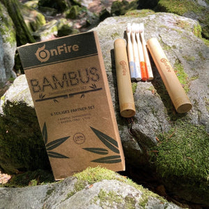 Bambus-Set, 4 Zahnbürsten + 2 Reiseetuis - OnFire Shop