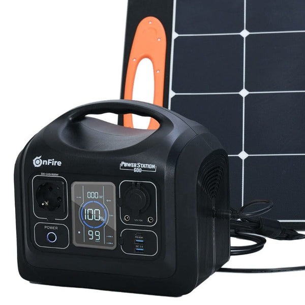 Sonnenkraftwerk / 600 Watt Powerstation + 100 Watt Solarpanel | OnFire