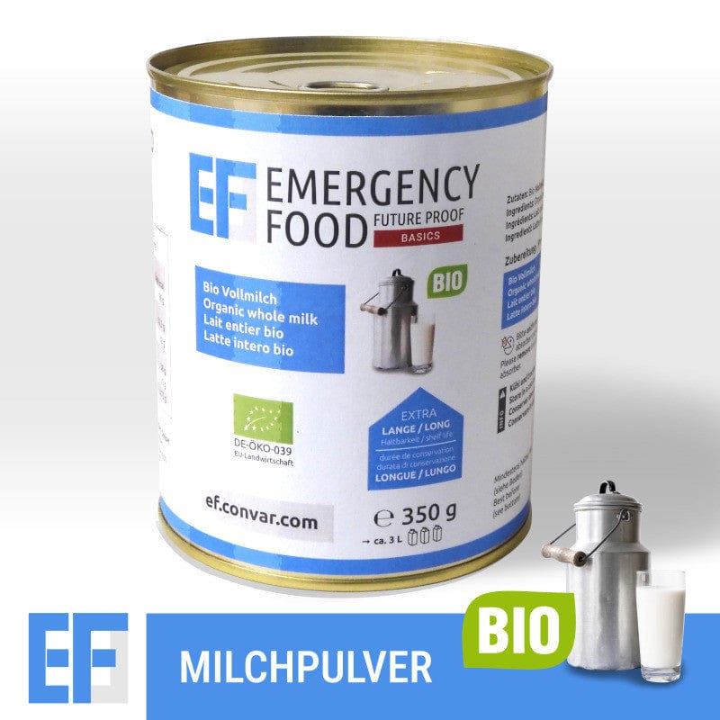 Emergency Food Basics Bio Vollmilchpulver (350g ergibt 3 Liter) - [DE-ÖKO-007] | CONVAR