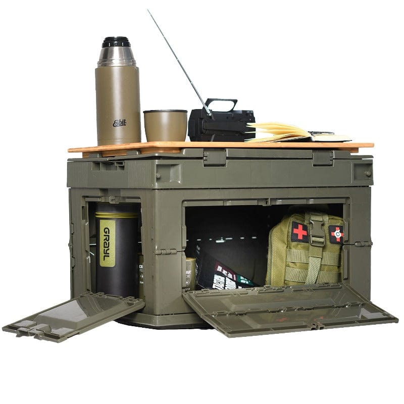 transporttasche campingtisch OnFire 50L Transportbox mit Holztischplatte Camping & Vanlife