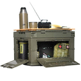 Transportbox mit Holztischplatte / 50 Liter